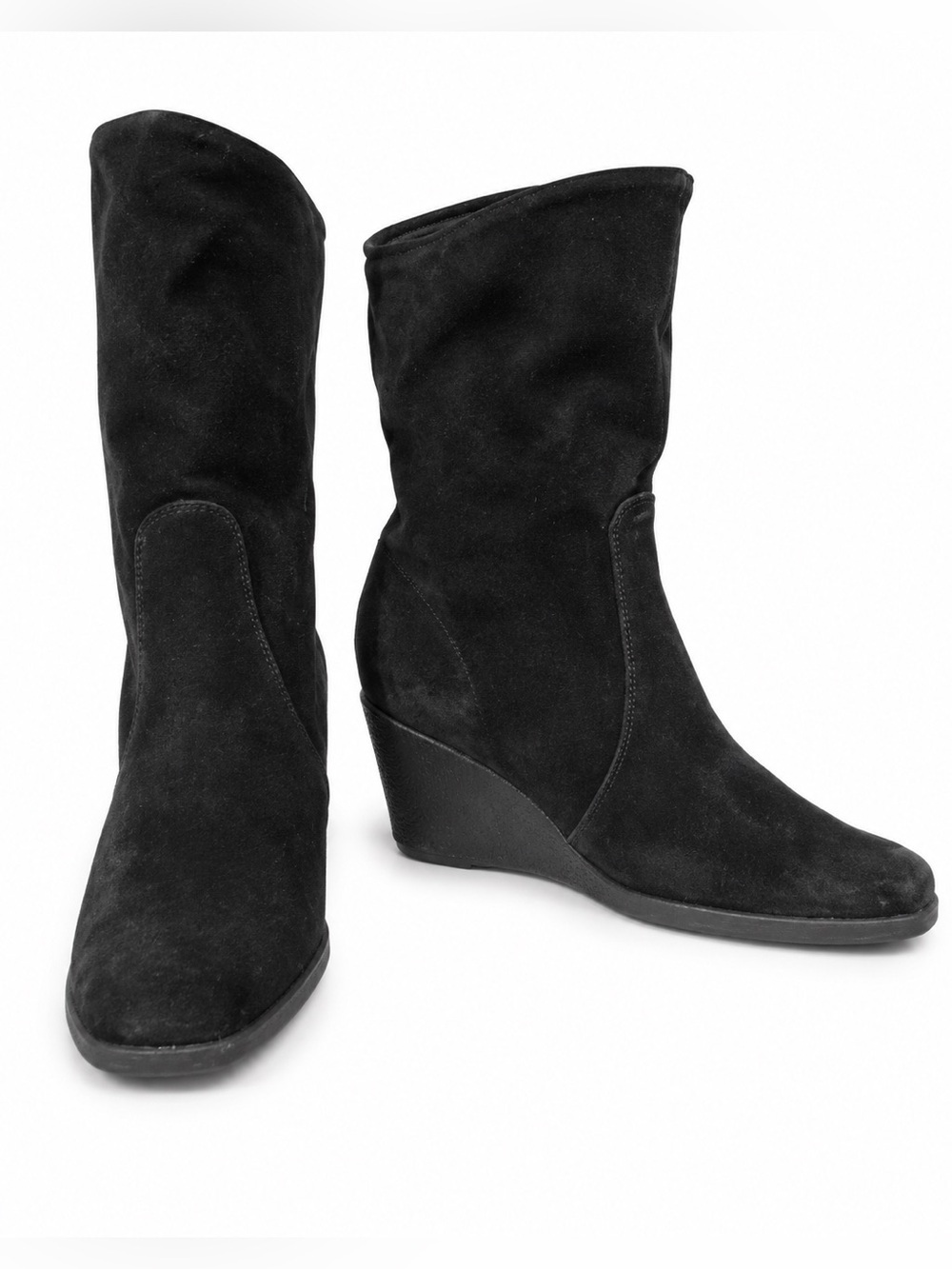 Aquatalia suede wedge boots in black